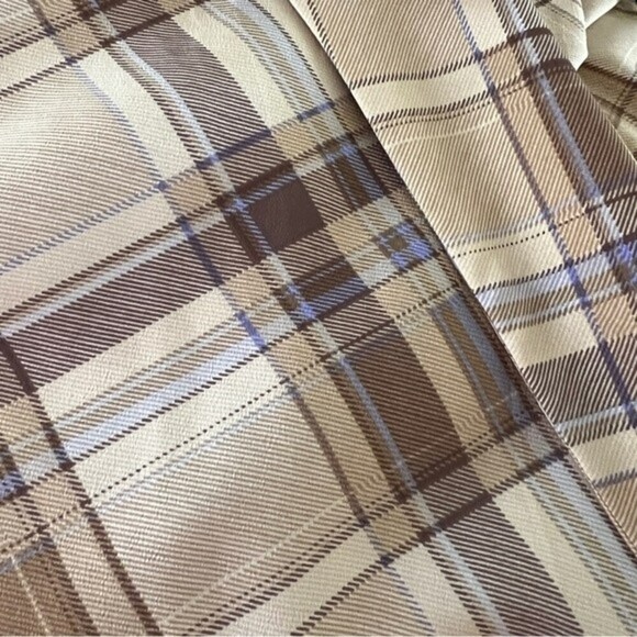 Lauren Ralph Lauren Tan Blue Plaid Wrap Plaid Blouse Womens 1X Long Sleeve - Picture 11 of 12